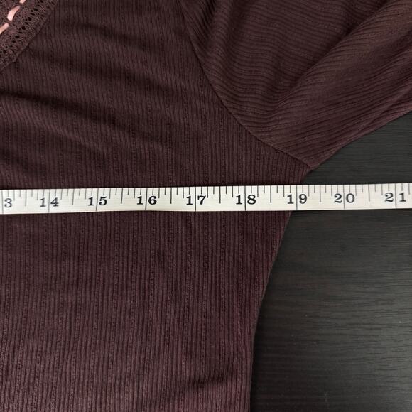 Free People Intimately Top Womens XL Only You Long Sleeve Lace Ribbed Layer NEW - Picture 7 of 9